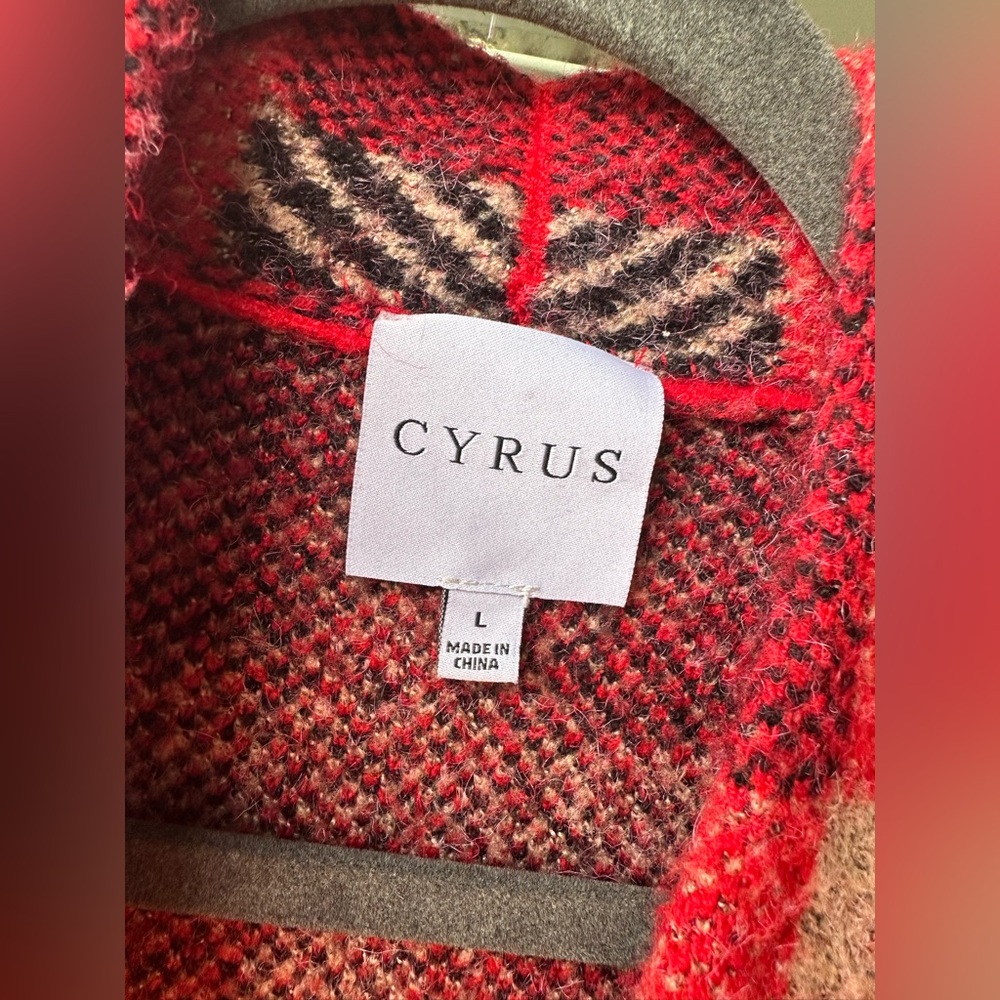 Cyrus $158 Red Plaid One Snap Cardigan Sweater - Picture 4 of 8